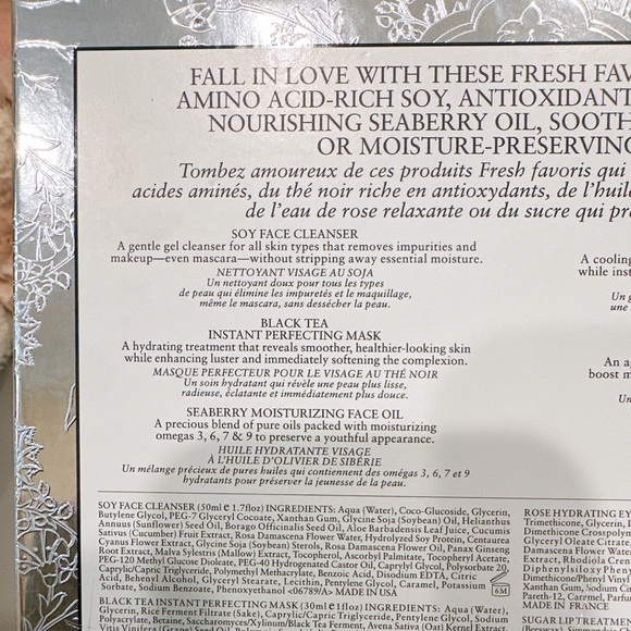 fresh Skincare Gift Set | Soy Cleanser Black Tea Mask Seaberry Oil | New - Picture 4 of 5